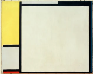 Composición con amarillo, negro, azul, rojo y gris