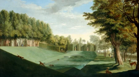 Casa de Chiswick: El estanque sur, c.1729-31 (óleo sobre lienzo)