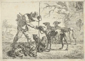 Cazador con siete perros Diferentes animales (título de la serie)