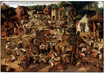 Feria con representación teatral, hacia 1580-1630