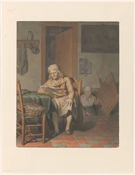 Interior con hombre leyendo.