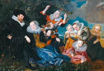 Paulus van Beresteyn y su esposa Catarina Both van der Eem con sus seis hijos y dos criados ...