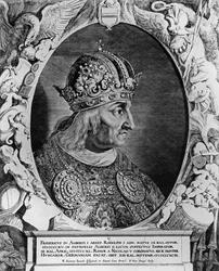 Retrato de Federico IV (1415-1493), Emperador del Sacro Imperio Romano, grabado por Sompel, Pieter van (n. c.1600)