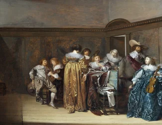Caballeros Holandeses y sus Damas Tocando Música