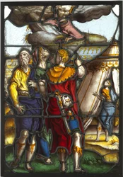 Cristal de ventana que representa a Moisés en el monte Sinaí
