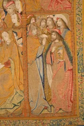 Tapiz flamenco. Anunciación. Detalle, c.1502-04 (oro, plata, seda y lana)