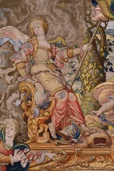Tapiz flamenco. Serie Los siete pecados capitales: Vanidad (soberbia). El dibujante Pieter Coecke van Aelst. Taller de Bruselas. hacia 1542-1544.