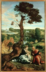 Descanso en la huida a Egipto (pintura sobre madera de roble)