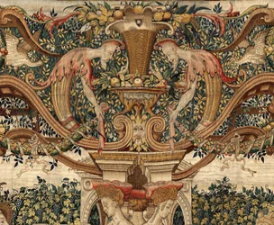 Vertumno y Pomona: Vertumno transformado en podador, c.1550 (oro, lana y seda)