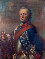 Frederic II de Prusse, dit Frederic le Grand - Retrato de Federico II de Prusia (1712-1786) par Pieter Frederik De la Croix (1709-1782), - Óleo sobre lienzo, 51x39 - Colección particular