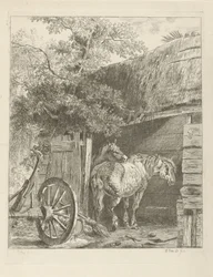 Dos caballos en un granero