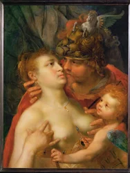 Marte, Venus y Amor (pintura sobre madera de roble)