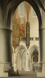 Interior de la iglesia de San Bavón de Haarlem
Interior de la iglesia de San Bavón de Haarlem, visto desde el deambulatorio sur, mirando a través del coro hacia el deambulatorio norte y el gran órgano