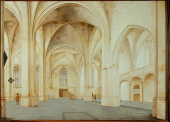 Interior de la iglesia de Santa Cunera en Rhenen, Países Bajos (pintura al óleo)