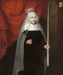 Retrato de una monja sosteniendo un crucifijo y una vela, 1678