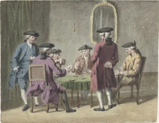 Señores jugando a las cartas en el interior