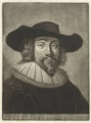 Retrato de un hombre con sombrero y cuello