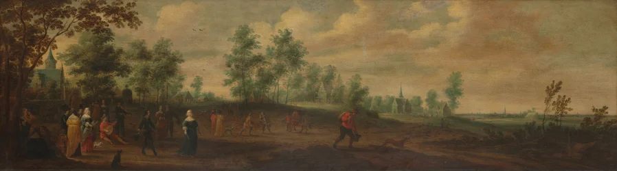 Paisaje con una pareja bailando