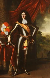 Retrato de un caballero, posiblemente un miembro de los Hohenzollern, de cuerpo entero, en armadura