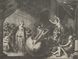 Placa 9: Alegoría sobre la discordia en Francia, de Caspar Barlaeus, Medicea Hospes, 1638