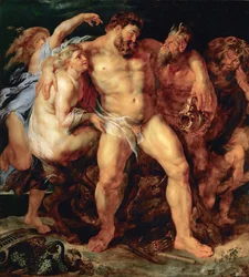 Hércules ebrio, guiado por una ninfa y un sátiro, hacia 1614