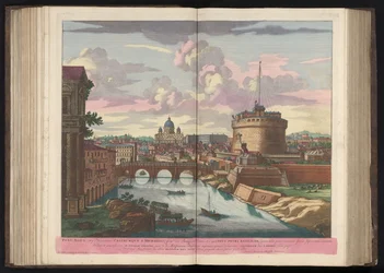 Engelenburcht, Sint-Pietersbasiliek y el río Tiber Puente de Aelius (diablillo de Adriano) y Castillo de San Miguel (...) (título sobre objeto)