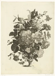Jarrón de cristal con flores
Jarrones con ramos de flores (título de la serie)