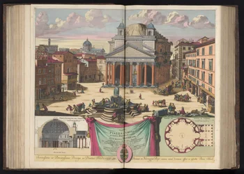 Panteón de Roma Veue de la Piazza y Templo de Santa Maria della Rotonda ya el antiguo Panteón (título sobre objeto)