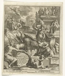 Portada del Mercurio europeo de 1702 Mercurio europeo, decimotercera pieza, primera parte. Contiene los seis primeros meses del año 1702 (título sobre el objeto)