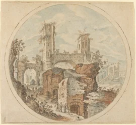 Viajeros entre ruinas romanas