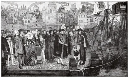 Comercio de azúcar, Amberes, c1510-20 (grabado)