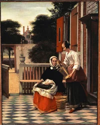 Una dama y su criado (pintura sobre lienzo)