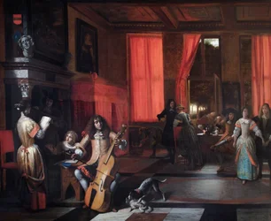 Una fiesta musical, c.1675 (óleo sobre lienzo)