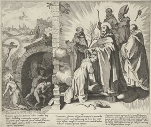 Catharina biddend / Visioen van Catharina / Catharina wordt Dominicanes Scènes uit het leven en wonderen van de Heilige Catharina van Siena (título de la serie) Vida, muerte y milagros seleccionados de B. Catalina la Mayor (...) (título de la serie)
