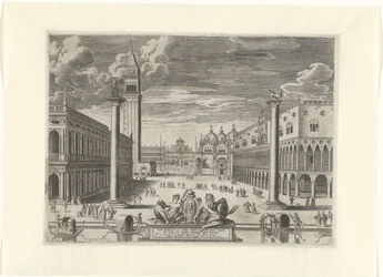 Vista de la Piazzetta de Venecia, 1585 Vrbs Venetvm vt Nvlli (...) (título sobre el objeto)