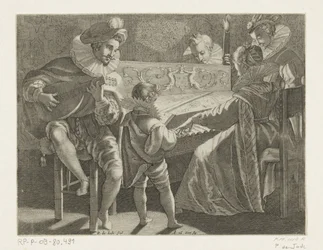 Compañía haciendo música a la luz de las antorchas, c. 1600