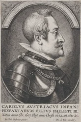 Retrato de Carlos de Austria, Infante de España, de perfil a la derecha