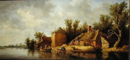Paisaje fluvial (óleo sobre tabla)