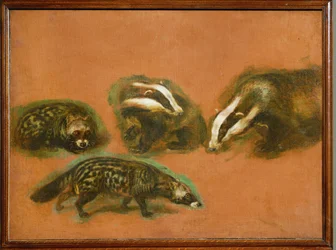 Una jineta y un tejón (pintura sobre lienzo)