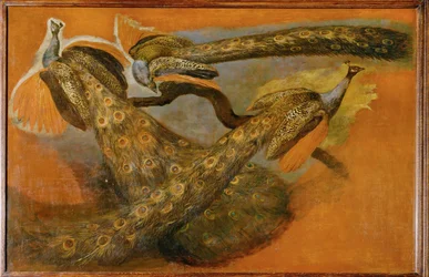 Tres pavos reales (pintura sobre lienzo)