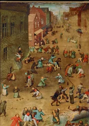 Juegos infantiles (pintura sobre madera de roble)