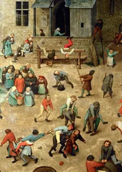 Juegos infantiles (pintura sobre madera de roble)