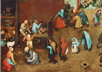 Juegos infantiles (pintura sobre madera de roble)