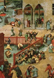 Juegos infantiles (pintura sobre madera de roble)