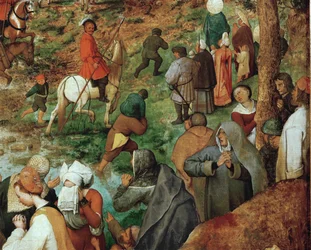 Jesús cargando la cruz (pintura sobre madera de roble)