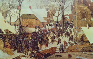 Adoración de los Reyes Magos en la nieve