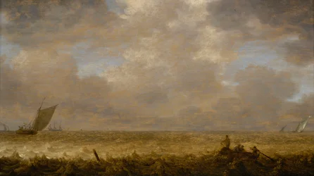 Un mar poco profundo con barcas de pesca, c.1640 (óleo sobre tabla)