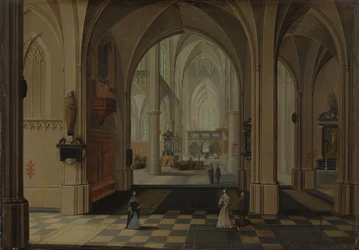 Interior de una iglesia gótica imaginaria