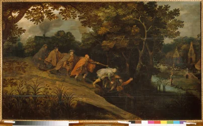 El ciego guiando a los ciegos. Pintura de Pieter Bruegel, llamado el Joven (o Pierre Breugel o Peter Brueghel o Breughel) (ca. 1564-1638). Arte primitivo flamenco