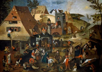 Proverbios neerlandeses, c.1559 (óleo sobre tabla)